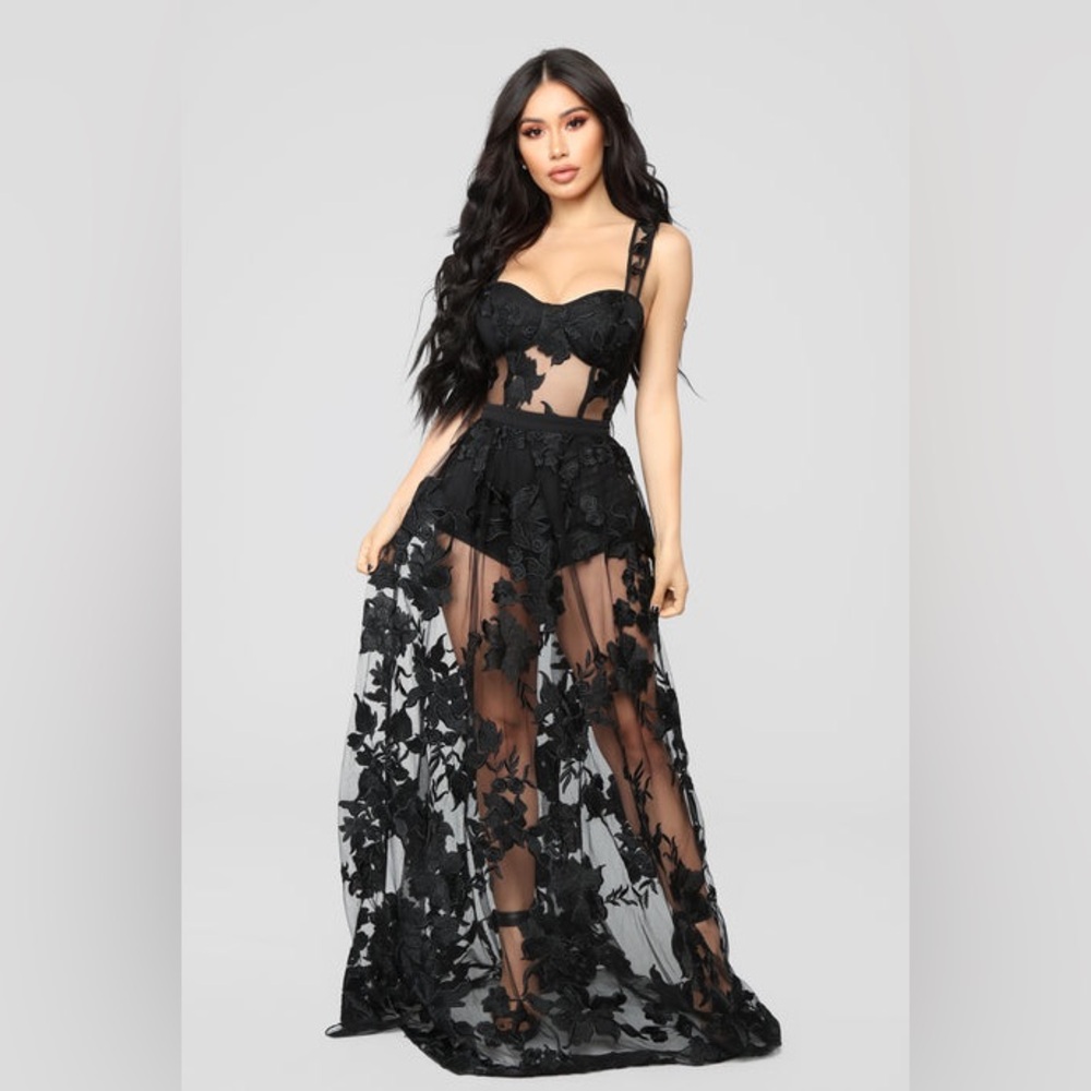 Sexy Black Floral Lace Dress